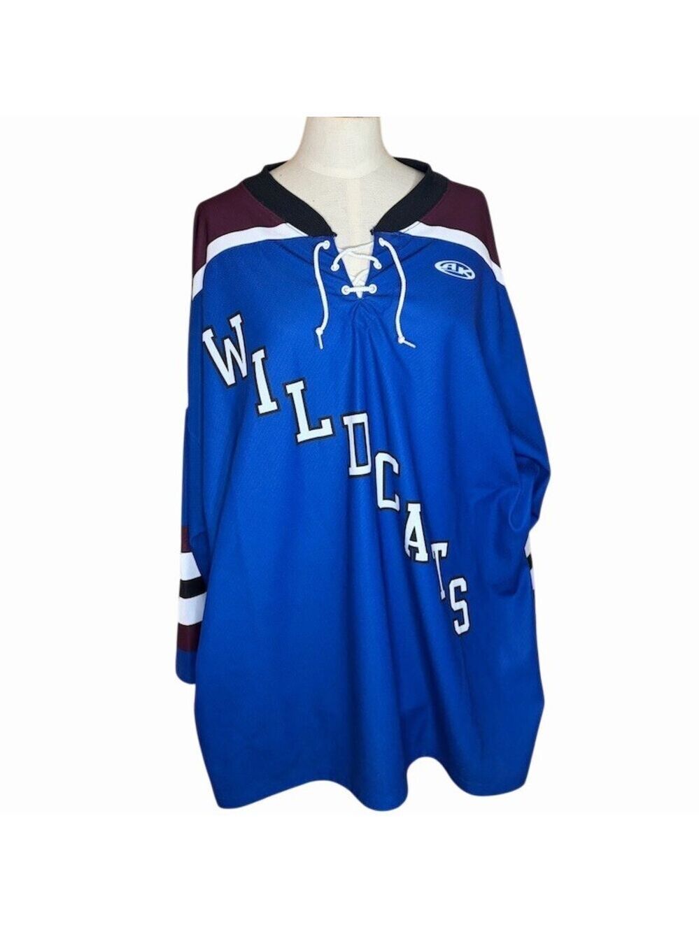 Athletic Knit Wildcats Hockey Goalie Jersey Adult XL Blue Maroon Lace-Up